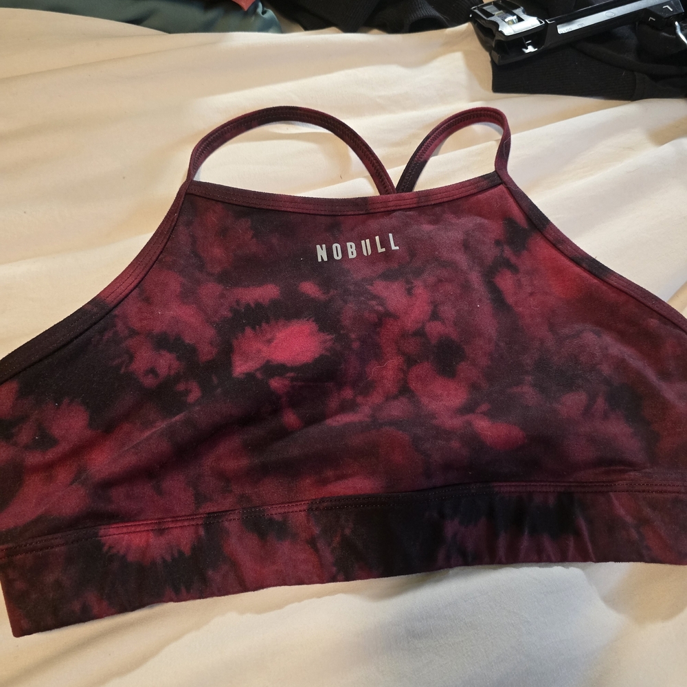 NOBULL Women's Tie-Dye Maroon Sports Bra